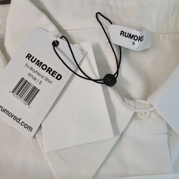 Rumored Womens White Ex-Boyfriend Oversized Shirt Cotton Size S Button Down NWT - Picture 6 of 9